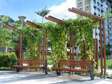 Compliment the green in your space with natural wood elements like our Agora Bench. Green Bench, Landscape And Urbanism Architecture, Perforated Steel, Urban Design Concept, Public Space Design, Steel Bike, Garden Arches, Park Landscape, Landscape And Urbanism