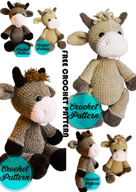 Amigurumi Bull, Yarn Projects Crochet, Crocheted Cow Pattern, Crochet Toys Free Patterns, Amigurumi Cow, Crochet Toys Free, Cozy Crochet Patterns, Animal Knitting Patterns, Crochet Cow