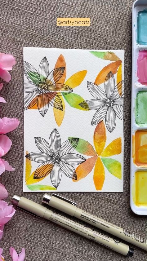 Flower Doodles | Mandala | Zen art✨ (@artsybeats) • Instagram photos and videos Mandala Watercolor Painting, Doodles Mandala, Mandala Watercolor, Dyi Art, Floral Doodles, Doodle Painting, Doodle Art Flowers, Watercolor Flowers Tutorial, Mandala Art Therapy