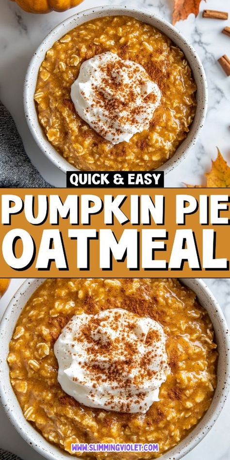 Treat yourself to Pumpkin Pie Oatmeal—a decadent and comforting fall breakfast. This cozy recipe feels like dessert and is quick to make. Save this pin and enjoy a sweet autumn morning! Stovetop Pumpkin Oatmeal, Pumpkin Oats Healthy, Oatmeal With Pumpkin Puree, Clean Oatmeal Recipes, Healthy Pumpkin Oatmeal Recipes, Thm Pumpkin Oatmeal, Fall Oats Recipes, Quick Pumpkin Breakfast Recipes, Hot Oatmeal Recipes Breakfast