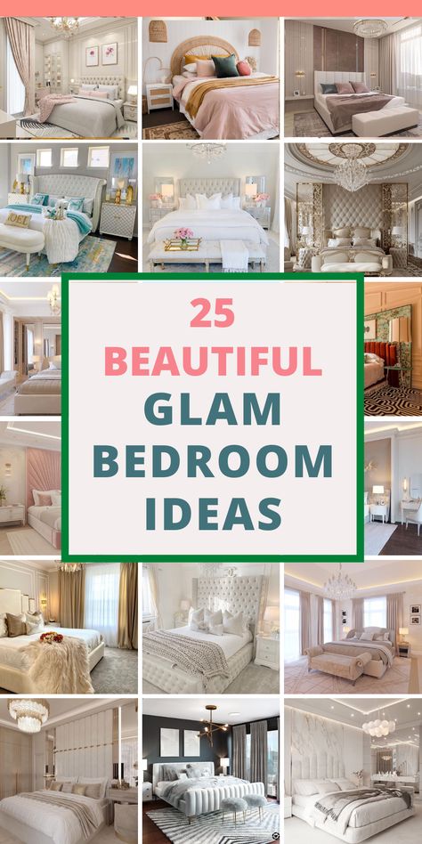 25 Amazing Glam Bedroom Ideas You Need To See Glam Primary Bedroom, Elegant Room Decor Bedroom Classy, Small Chic Bedroom Ideas, Luxurious Bedroom Decor Ideas, Woman Bedroom Ideas Luxury, Small Glam Bedroom, Romantic Glam Bedroom, Luxurious Bedrooms On A Budget, Cozy Feminine Bedroom