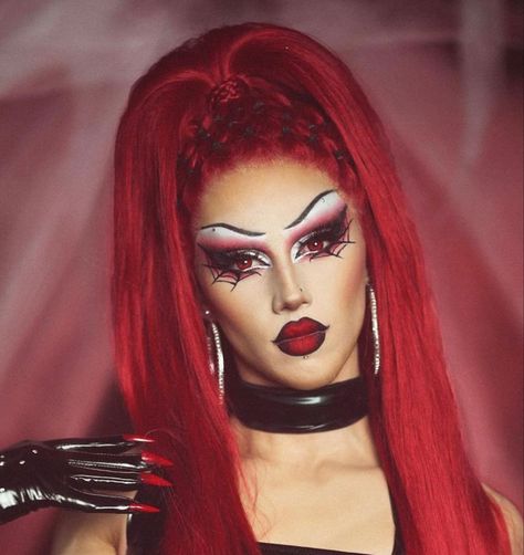 Dragula Drag Queens, Drag Makeup On Women, Demon Queen Makeup, Drag Eyeshadow Looks, Vampire Drag Makeup, Drag Show Makeup, Halloween Drag Makeup, Drag Makeup Inspiration, Black Drag Queen Makeup