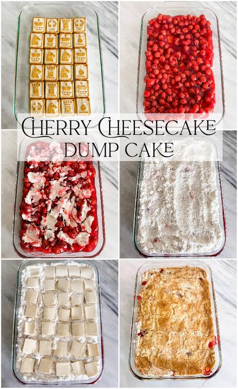 Cherry Cheesecake Dump Cake - Nest of Posies Dump Cake Cheesecake, Brownie Mix Dump Cake Recipes, Cherry Cheesecake Dump Cake Recipes, Dump Cheesecake Recipes, Cherry Peach Dump Cake, Cherry Cheesecake Poke Cake, Cherry Supreme Dessert, Cherry Cobbler Dump Cake, Texas Pie Dump Cake