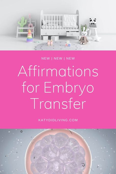 Embryo Transfer Affirmations : IVF Positive Affirmations - Katydid Living Prayers For Embryo Transfer, Embryo Transfer Prayers, Embryo Transfer Day Quotes, Tww Affirmations, Ivf Embryo Transfer, Frozen Embryo Transfer Tips, Ivf Positive Affirmations, Embryo Transfer Affirmations, Ivf Photo Ideas