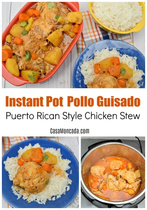 Crock Pot Pollo Guisado, Puerto Rican Recipes Instant Pot, Instant Pot Pollo Guisado, Hispanic Chicken Recipes, Chicken Guisado, Pollo Guisado Puerto Rican, Pollo Guisado Recipe, Puerto Rican Chicken Stew, Guisado Recipe