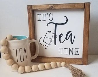 Tea Station Signs | Etsy Small Tea Shop Interior Design, Tea Corner Ideas, Tea Shop Interior, Antler Christmas Decor, Tea Signs, Tea Sayings, Tea Nook, Tea Area, Tea Corner