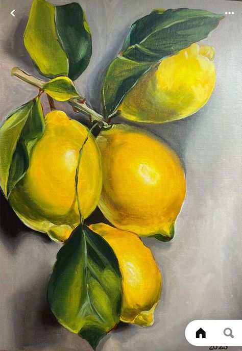 Mango Acrylic Painting, Lemon Acrylic Paintings, Botanical Art Drawing, Lemon Painting, Lemon Art, Fruit Photography, Farm Art, Fruit Painting, Fruit Art