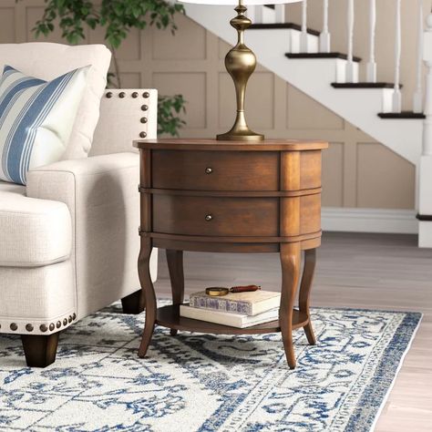 Darby Home Co Lourdes 2 Drawer End Table  Reviews | Wayfair End Table Wood, Tall End Tables, End Tables With Drawers, Armchair Slipcover, End Table Sets, Living Room End Tables, Wood End Tables, Hooker Furniture, End Tables With Storage