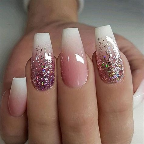 Ballerina Nail Art, Ballerina Nails Designs, Ballerina Nail, Glitter French Manicure, Super Nails, Coffin Nails Long, Ballerina Nails, Winter Nail Designs, Manicures Designs