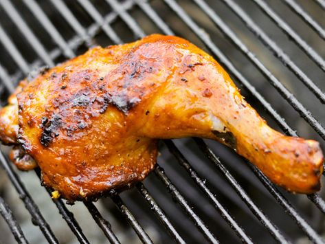 Chicken Inasal, adapted from the book "Memories of Philippine Kitchens" Chicken Inasal Recipe, Chicken Inasal, Gochujang Chicken, Serious Eats Recipes, Garlic Fried Rice, Chicken Leg Quarters, Serious Eats, On The Grill, Filipino Recipes