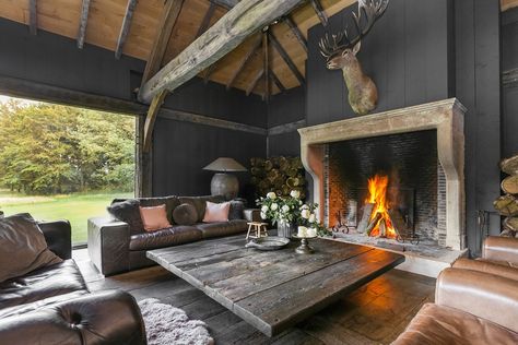 Extra Large Fireplace Opening, Extravagant Fireplace, Giant Fireplace, Oversized Fireplace, Huge Fireplace, Modern Brewery, Grand Fireplace, Fireplace Interior, Mansion Living