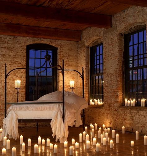 Creative Bedroom Concepts Bedroom Ideas Romantic, Bedroom Candles, Romantic Ideas, Creative Bedroom, Concept Home, Romantic Bedroom, Brick Walls, Iron Gate, Bedroom Loft