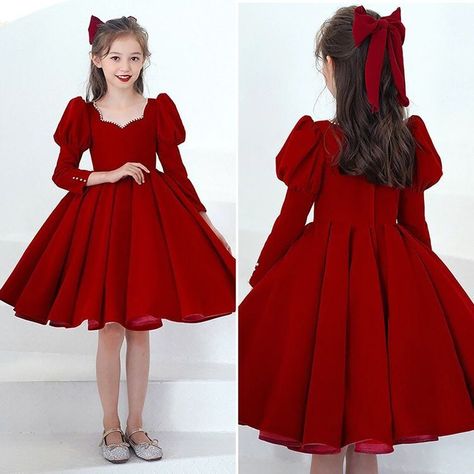 Red Dress For Kids, Red Dresses For Kids, Victorian Girl Dress, Wedding Dress Red, Kids Clothes Girls, Birthday Party Princess, Prom Dresses Red, Girls Ball Gown, Dress For Kids