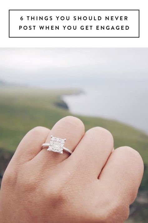 6 Things You Should Never Post When You Get Engaged via @PureWow Daughter Engagement Quotes, Engagement Ring Announcement Pictures, Engagement Announcement Ideas Instagram, Were Engaged Announcement, Engagement Quotes Announcement, Engagement Announcement Captions, Engagement Ring Post, Engagement Announcement Facebook, Announcing Engagement