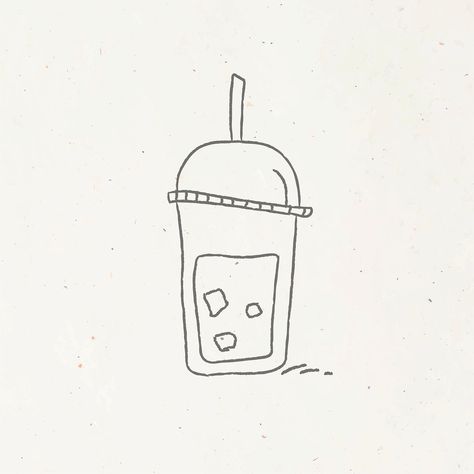 Ice coffee doodle style vector | premium image by rawpixel.com / Wan Iced Coffee Drawing, Iced Coffee Illustration, Cartoon Grass, Coffee Doodle, Kitchen Painting, Iced Americano, Cute Logo, Iced Mocha, Coffee Drawing