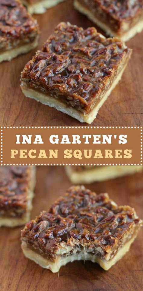 Ina Garten Pecan Squares, Pecan Bar Cookies, Pecan Bars Recipe Shortbread Crust, Pecan Squares Recipe, Caramel Pecan Dream Bars, Pecan Shortbread Bars, Bars And Squares, Pecan Squares, Best Dessert Ever