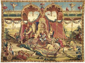 A LOUIS XIV BEAUVAIS CHINOISERIE TAPESTRY OF THE AUDIENCE OF THE EMPEROR LATE 17TH EARLY 18TH CENTURY, BY PHILIP BEHAGLE, AFTER A DESIGN BY GUY VERNANSAL, JEAN-BAPTISTE BELIN DE FONTENAY AND JEAN-BAPTISTE MONNOYER Price realised USD 455,500 Estimate USD 400,000 - USD 600,000 Chinese Emperor, Textile Tapestry, Medieval Tapestry, Getty Museum, Military Figures, The Emperor, Louis Xiv, Jean Baptiste, Art Google