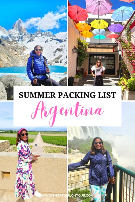 What to Pack for Argentina in the Summer - SHORT GIRL ON TOUR Argentina Travel Outfit, Argentina Packing List, Argentina Summer Outfits, Argentina Outfit Ideas, Buenos Aires Outfit, Argentina Clothing, Rainbow Mountains Peru, Summer Packing Lists, Pack For A Trip