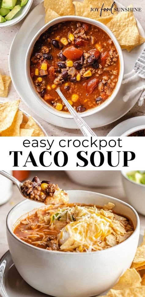 Spicy Taco Soup Crock Pot, Taco Chili Recipe Crockpot, Crockpot Taco Soup Beef, Easy Taco Soup Crock Pot, Best Taco Soup Recipe, Taco Soup Slow Cooker, Taco Soup Recipe Crockpot, Taco Chili Recipe, Crockpot Taco Soup