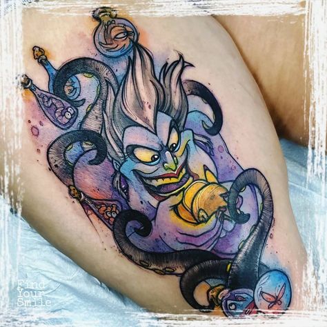 Poor, unfortunate soullllllll 🎶 . . . . . . #disney #disneytattoo #disneyart #watercolordisneytattoo #watercolor #watercolortattoo #watercolorartist #watercolorart #watercolortattooartist #watercolortattoos #tattoo #colortattoo #worldfamous... Ursula Tattoo Ideas, Ursula Tattoo, Disney Watercolor Tattoo, Disney Ursula, Tats Ideas, Tattoo Disney, Disney Sleeve, Watercolor Tattoos, Disney Tattoo