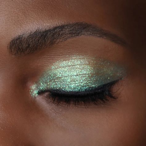 Green Sparkly Eyeshadow, Green Sweet 16 Makeup, Green Waterline Makeup, Green Fairy Makeup, Green Glitter Eyeshadow, Sweet 16 Makeup, Sweet 16 Party Decorations, Sparkly Eyeshadow, Vast Error