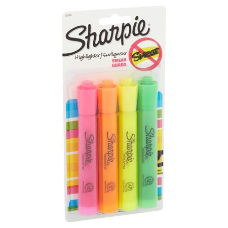 Highlighters School Notes, Sharpie Highlighters, Yellow Highlighter, Middle School Supplies, Preppy School Supplies, Sharpie Colors, College Supplies, School List, Cute Stationary School Supplies