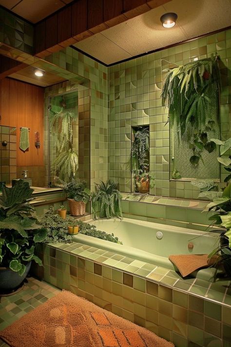 70s Interior Design Retro, Bathroom Tile Design Ideas, Mid Century Bathroom Ideas, 70s Interior Design, Tile Design Ideas, 70s Interior, Mid Century Bathroom, Bathroom Tile Designs, Future Home