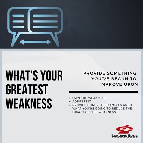 Interview Tips - How to Answer "What's your greatest weakness". #interviewtips #interviewing #getajob #interviewhelp #weakness #sanantoniojobs #austinjobs Interview Help, Interview Tips, Interview Questions, Interview