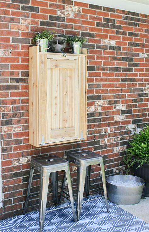 How to Build an Outdoor Murphy Bar Outdoor Bar Plans, Murphy Bar, Wooden Bar Cabinet, Wall Mounted Bar, Diy Outdoor Bar, Balcony Bar, Bar Exterior, Bar Interior Design, Rustic Bar