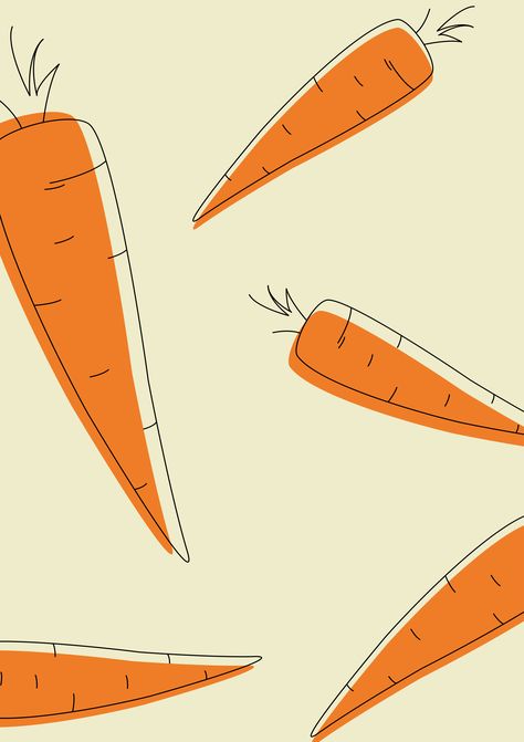 Carrot seamless pattern. Vegetables illustration background. Simple lines. Minimalism. Illustration Background Simple, Fitness Widget, Carrot Background, Carrot Wallpaper, Vegan Branding, Carrot Illustration, Vegetables Drawing, Vegetables Illustration, Carrot Pattern