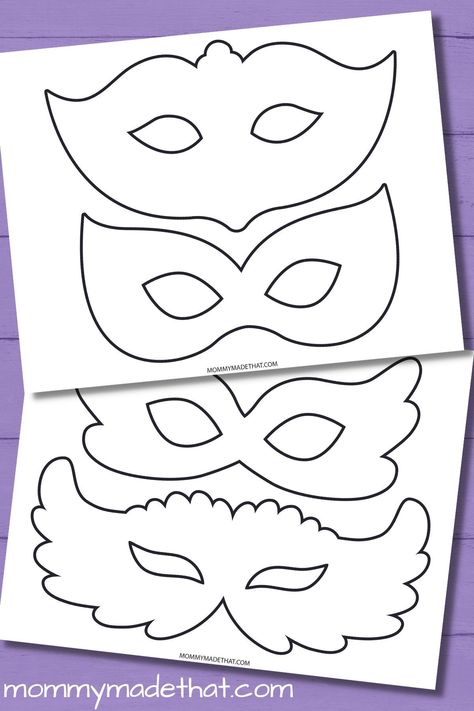 Masquerade and Mardi Gras Mask Templates (Free Printables) Carnival Masks For Kids Free Printable, Mardi Gras Mask Templates, Masquerade Mask Diy Prom, Mardi Gras Masks For Kids, Free Printable Mardi Gras Mask Template, Eye Mask Template Free Printable, Masquerade Mask Template Free Printable, Mardi Gras Masks Diy, Mardi Gras Coloring Pages Free Printable