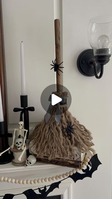 Jenn | signs + decor on Instagram: "Come make a witches broom with me!  My sheet ghost is a witch this season and was in need of a broom!  Now she’s ready to fly! Let me know what you think?!

This project was so fun and easy to make and cost less than $7 to make!

Head to your local @dollartree and snag the following:

🧙 Plunger
🧙 Rope twine
🧙Ribbon if you don’t have any
🧙Any embellishments if you want to add

I stained my plunger handle to be darker and I had all my ribbons and spiders embellishments on hand. 

#towneandmain #diyhomedecor #diyhalloween #diywitchbroom #witchesbroom #witchghost #halloweendecor #halloweendecorations #diy" Diy Witch Broom Decoration, How To Make A Witches Broom Diy, Make A Witches Broom, Witch Broom Diy, Diy Witches Broom, Diy Witch Broom, Halloween Brooms, Witches Broom, Sheet Ghost