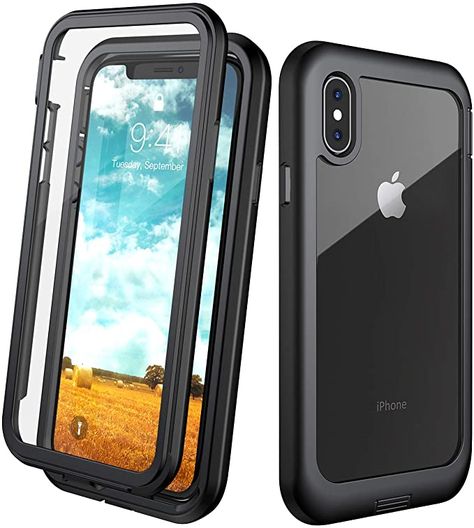 Amazon.com: Eonfine for iPhone X Case,for iPhone Xs Case, Built-in Screen Protector Full Body Protection Heavy Duty Shockproof Rugged Cover Skin for iPhone X/Xs 5.8inch (Black/Clear) Get Clear Skin, Cool Room Designs, Iphone Xs Case, Bracelet Craft Diy, Xs Case, Iphone Style, Apple Cases, Iphone 10, Diy Crafts For Kids Easy