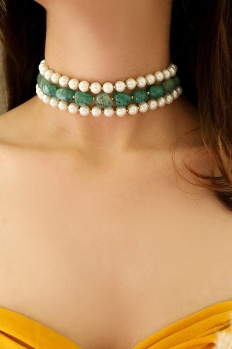 Buy Phiroza Beaded Choker Necklace Online | Aza Fashions Beads Choker Necklace Indian, Choker Necklace Indian, Choker Necklace Online, Flower Jewelry Designs, Indian Choker Necklace, Kundan Jewellery Set, Silver Jewelry Accessories, Beads Choker, Layered Choker Necklace