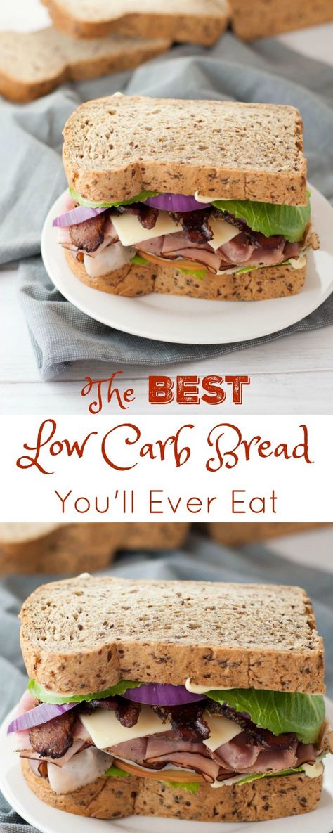 The Best Low Carb Bread you'll Ever Eat - Peace Love and Low Carb via @PeaceLoveLoCarb Easy Low Carb Meals, Best Low Carb Bread, Peace Love And Low Carb, Bread Ideas, Low Carb Meals, Lowest Carb Bread Recipe, Meals Ideas, High Carb Foods, Keto Breads