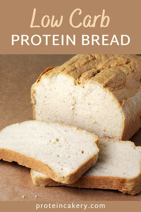 Only 3 ingredients in this keto-friendly bread recipe (1g net carbs in 1/8 loaf!). It's a basic protein bread made without almond flour. High Protein Bread, Protein Bread Recipe, Protein Bread Recipes, Bread Loaf Recipe, Keto Brood, Low Calorie Bread, High Protein Low Carb Diet, Keto Sides, Healthy Bread Recipes