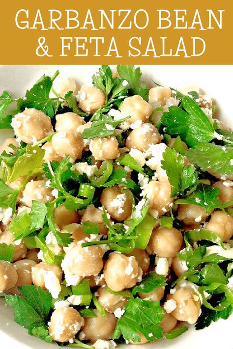 Bean Feta Salad, Garbanzo Bean Salad, Garbanzo Bean Recipes, Garbanzo Beans Salad, Feta Salad Recipe, Vegan Feta Cheese, Garbanzo Bean, Taco Salad Recipes, Salad Easy