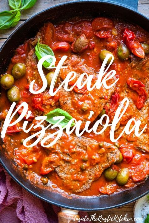 Steak And Tomatoes, Quick Weekend Meals, Steak Pizzaiola Italian, Italian Steak Recipes, Steak Cooking Times, Steak Pizzaiola, Steak Dishes, Italian Dinner Recipes, Easy Steak