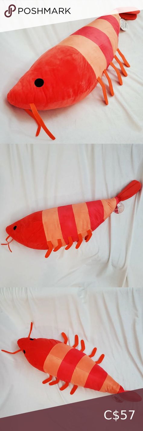 Shrimp Jumbo Plushy Shrimp Plush Pattern, Fish Plush Pattern, Shrimp Plushie, Shrimp Jumbo, Shrimp Plush, Cute Shrimp, Mentally Im Here, Cute Tiny Things, Japanese Cats