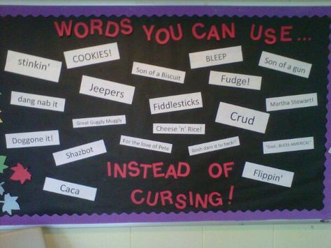 Words you can use instead of cursing! Words To Use Instead Of Curse Words, Words To Use Instead, Curse Words, Swear Word, Pay It Forward, Words To Use, Lessons For Kids, Bulletin Boards, Lifestyle