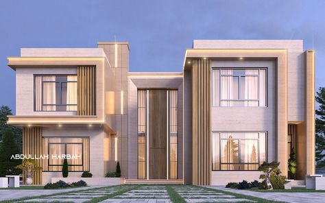 Dubai Modern House, Luxury Modern Villa Exterior, Dubai House Design, Dubai Villa Exterior, Modern Villa Design Exterior, Modern Villa Elevation, Modern Classic House Exterior, Home Front Wall Design, Villa Facade Design