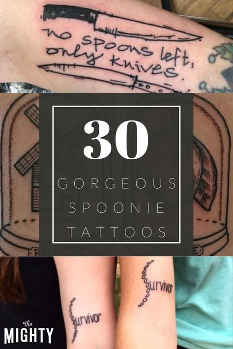 30 Gorgeous Spoonie Tattoos Eds Awareness Tattoo, Spoon Theory Tattoo Ideas, Crohn’s Tattoo, Ibd Tattoo, Chronic Illness Tats, Eds Tattoo Ideas, Eds Tattoo, Spoon Tattoo Ideas, Fibro Tattoo