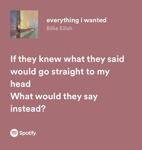 Lyrics For Crush, Everything I Wanted Lyrics, Lyrics Billie Eilish, Creepy Music, Song Recs, Everything I Wanted, Music Genres, Billie Eilish, Songs