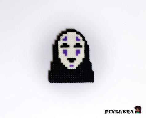 No Face No Face Perler Bead Pattern, No Face Pixel Art, No Face Embroidery, Jiji Perler Bead, Princess Mononoke Perler Beads, No Face Cross Stitch, Pearl Beads Pattern, Anime Crafts, Kandi Bracelets