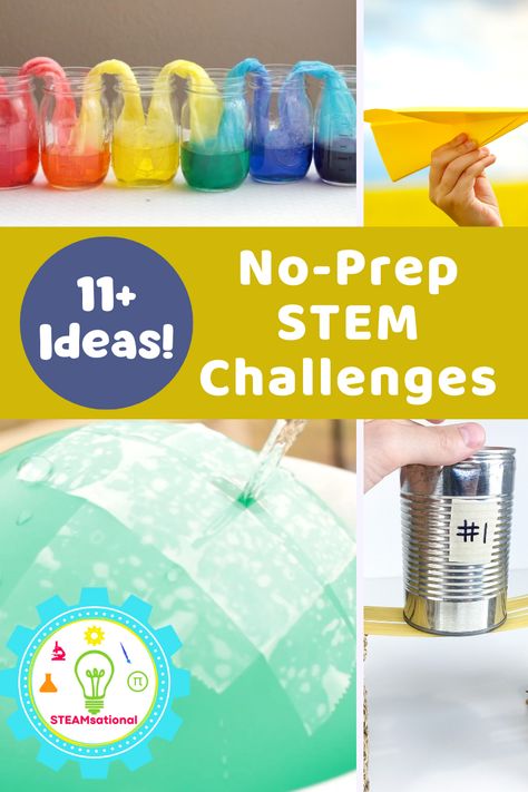 No Prep STEM Challenges Perfect for the Classroom! 1 No Prep Stem Activities, Stem Activities Elementary, Bridge Stem Challenge, What Is A Teacher, Rainbow Experiment, Elementary Stem Activities, Activities Elementary, Can Food, Steam Ideas