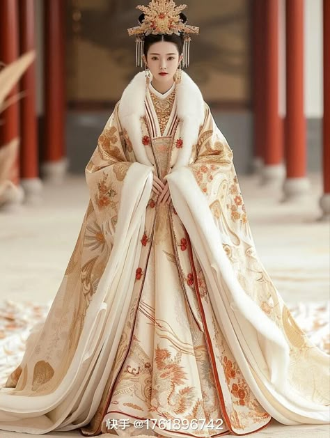 Traditional Chinese Empress Dress, Japanese Royalty Clothing, Chinese Clothes Traditional, Chinese Traditional Dress Princesses, Royal Hanfu, Empress Hanfu, Chinese Hanfu Princesses, Chinese Empress Dress, Ancient China Clothing