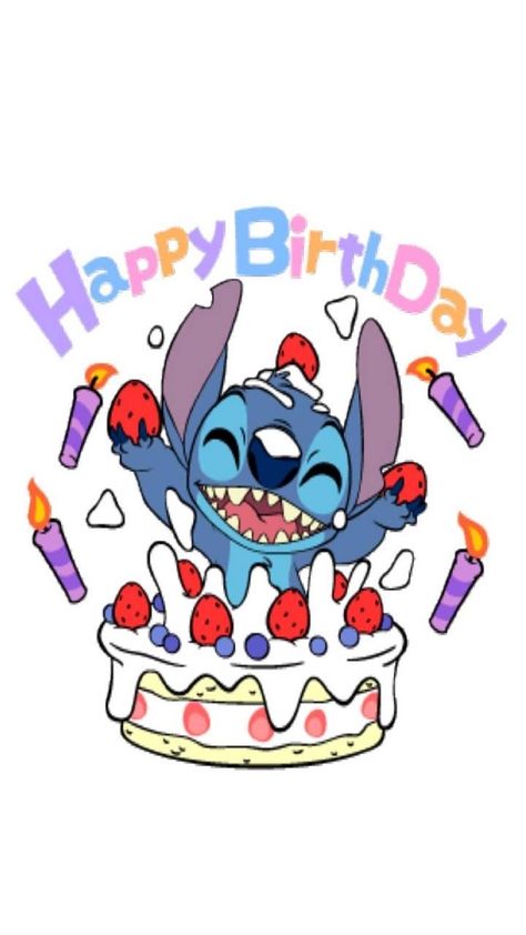 Birthday Stitch, Disney Birthday Card, Stitch Coloring, Happy Birthday Disney, Happy Birthday Drawings, Stitch Wallpaper, Stitch Coloring Pages, ليلو وستيتش, Lilo Und Stitch