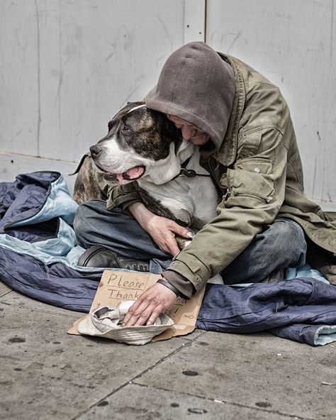 if one day you lose everything, that day you will know how many real friends you have.. #Homeless Lose Everything, Homeless People, Man And Dog, Losing Everything, Poor People, Real Friends, That Day, Faith In Humanity, Mans Best Friend