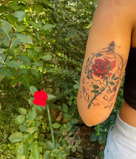 Beauty And Beast Tattoo, Beauty And The Beast Rose Tattoo, Beauty And The Beast Flower, Beauty And The Beast Tattoo, Secret Tattoo, Belle Beauty And The Beast, Belle Beauty, Flower Tattoo Designs, Rose Tattoo