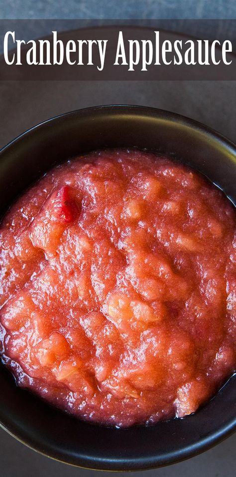 Homemade cranberry applesauce! Made with apples, fresh cranberries, lemon juice, sugar, and cinnamon. Perfect as a side for turkey. #sidedish #holiday #gluten-free #apple Cranberry Applesauce Recipes, Apple And Cranberry Recipes, Cranberry Applesauce, Cranberry Apple Sauce, Fresh Cranberry Recipes, Turkey Apple, Applesauce Recipe, Ginger Chutney, Desserts Christmas